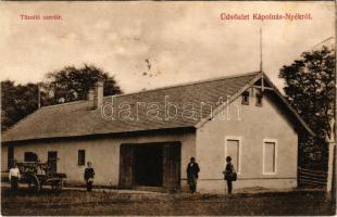 1910 Kápolnásnyék, Nyék; Tűzoltó szertár, tűzoltóautó. Wessely Zsigmond kiadása (EK)