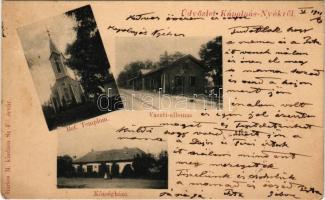 1901 Kápolnásnyék, Nyék; református templom, vasútállomás, községháza. Bartos M. kiadása (Rb)