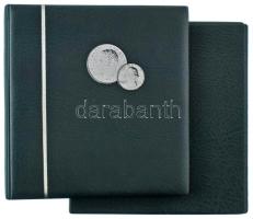"NUMIS" zöld műbőr négygyűrűs berakó album tokkal, összesen 12db berakólappal (240db férőhellyel) érmék számára. Újszerű állapotban