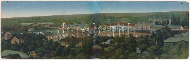 Léva, Levice; látkép. Schulcz Ignác kiadása. 2-részes panorámalap / general view. 2-tiled folding panoramacard (r)