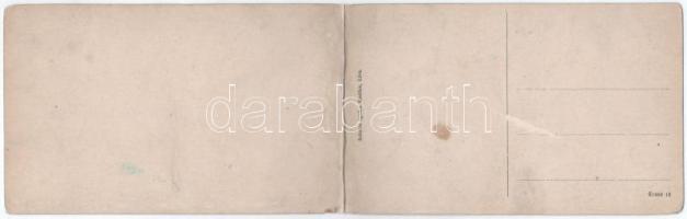 Léva, Levice; látkép. Schulcz Ignác kiadása. 2-részes panorámalap / general view. 2-tiled folding pa...