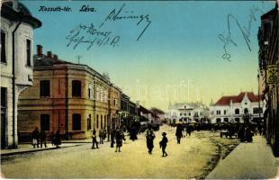 1912 Léva, Levice; Kossuth tér, piac, üzletek / square, market, shops (Rb)