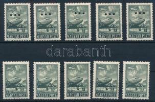 1957 5 db Az 1950 Repülő (V.) záróértéke + hármaslyukasztással (26.000)