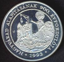 1992. "László király szentté avatásának 800. évfordulója - Nagyatád alapításának 900. évfordulója" Ag emlékérem 31,103g 1oz. T:PP