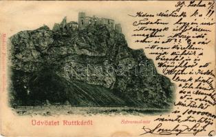 1900 Sztrecsnó, Sztrecsény, Strecno (Ruttka, Vrútky); Sztrecsnó vár. Moskóczi Ferencné kiadása / castle (EB)
