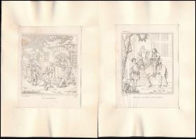 Adriaen van Ostade, Jan Steen és Gabriel Metsu holland festők munkái után készült 3 db reprodukció, paszpartuban, változó állapotban, 10x8 cm körül