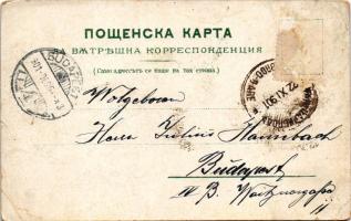 1901 Sofia, Sophia, Sofiya; Palais Princier, Hotel Bulgaria, Zarigradski Boulevard, Adler Brücke / p...