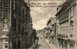 1916 Nowy Sacz, Nowego Sacza, Neu Sandez, Újszandec; Ulica Jagielonska / Jagielonskagasse / street view, shops (EB)