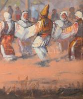 Ion Dobosariu (román festő, XX. sz. első fele): Hórát táncolók. Olaj, karton. Jelezve jobbra lent. 3...