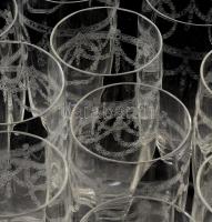 10 darabos szecessziós pezsgős pohár garnitúra. cca 1900, Osztrák-Magyar Monarchia, hibátlan, m: 17,...