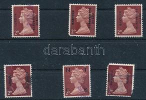 Nagy-Britannia 6 db felülnyomott bélyeg