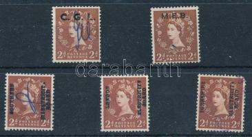 Nagy-Britannia 5 db felülnyomott bélyeg