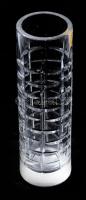 Jelzett ólomkristály hengerváza, m: 20 cm