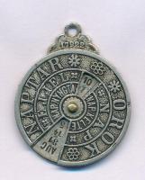 1900 k. "Öröknaptár" forgatható fém naptár medál (26mm) T:AU