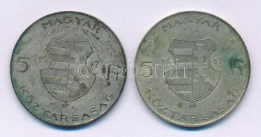 1947. 5Ft Ag "Kossuth" (2x) T:F patina Adamo F8.1