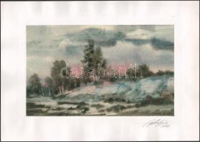 Balázs György (1927-2015): Hangulatos táj, 1997. Akvarell, papír, jelzett, paszpartuban. 19x31 cm