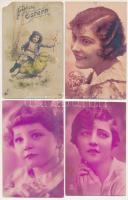 6 db RÉGI fotós képeslap vegyes minőségben: hölgyek, gyerekek / 6 pre-1945 photo postcards in mixed quality: ladies, children