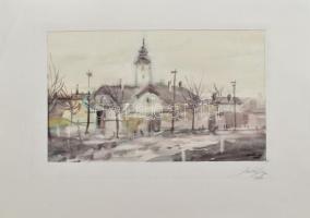 Balázs György (1927-2015): Utcarészlet, 1995. Akvarell, papír, jelzett, paszpartuban. 17x29 cm