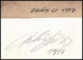 Balázs György (1927-2015): Vízparti táj, 1997. Akvarell, papír, jelzett, paszpartuban. 19,5x31 cm