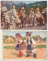 19 db MODERN és RÉGI népviselet, népművészet képeslap vegyes minőségben / 19 modern and pre-1945 fol...
