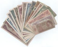 Vegyes, 17db-os Pengő bankjegytétel, közte 1945. 50P T:F,VG közte szép papír