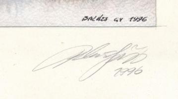 Balázs György (1927-2015): Vízparti fények, 1996. Akvarell, papír, jelzett, paszpartuban. 19x31 cm