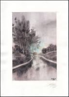 Balázs György (1927-2015): Atmoszférikus táj, 1996. Akvarell, papír, jelzett, paszpartuban. 30x19 cm