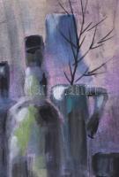 Balázs György (1927-2015): Csendélet palackokkal, 2006. Akvarell, karton, jelzett, papírra kasírozva...