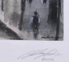 Balázs György (1927-2015): Utcarészlet. Akvarell, papír, jelzett, papírra kasírozva. 22x30 cm