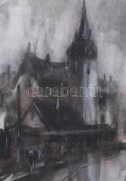 Balázs György (1927-2015): Utcarészlet. Akvarell, papír, jelzett, papírra kasírozva. 22x30 cm