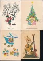 17 db MODERN grafikai üdvözlő képeslap (Képzőművészeti Alap) / 17 modern Hungarian graphic greeting art postcards