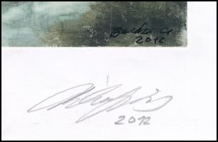 Balázs György (1927-2015): Vízparti táj, 2012. Akvarell, papír, jelzett, papírra kasírozva. 29,5x19 ...