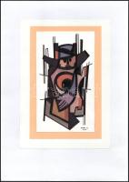 Balázs György (1927-2015): Konstruktív figura, 2009. Akvarell, papír, jelzett, papírra kasírozva. 23,5x13,5 cm