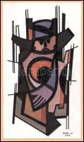 Balázs György (1927-2015): Konstruktív figura, 2009. Akvarell, papír, jelzett, papírra kasírozva. 23...