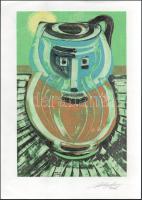 Balázs György (1927-2015): Figura. Nyomat, papír, jelzett, papírra kasírozva. 35x23 cm