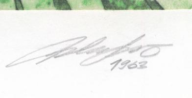 Balázs György (1927-2015): Figura. Nyomat, papír, jelzett, papírra kasírozva. 35x23 cm