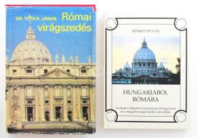 Bitskey István: Hungariából Rómába. A római Collegium Germanicum Hungaricum és a magyarországi barokk művelődés. Bp., 1996, Nemzeti Tankönyvkiadó, 267+(5) p. Kiadói kartonált papírkötés. + Tóth K. János: Római virágszedés. Bécs, 1988, Művészettörténeti Társaság, 460+(4) p. Emigráns kiadás. Kiadói egészvászon-kötés, kissé viseltes kiadói papír védőborítóban.