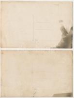 2 db RÉGI fotós képeslap: asztaltársaság katonákkal / 2 pre-1945 photo postcards: company with soldi...