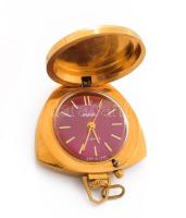 Zaria 21 köves medál óra lila üveg - kő borítással, működik, 3x3 cm