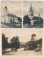 Öskü - 2 db RÉGI képeslap: körtemplom, vízimalom, templomok