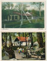 Mátrafüred - 2 db RÉGI képeslap: Gyökeres forrás, vendéglő, étterem