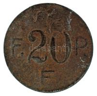 1900-1918 k. Budapest "Fővárosi Pavilon" 20f névértékű Fe bárca (23mm) T:VF