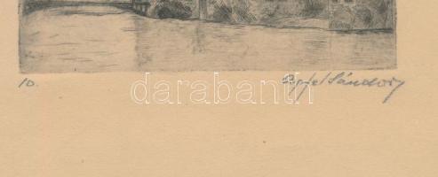 Apfel Sándor (működött 1930-40 körül): Vajdahunyad vára, Budapest. Rézkarc, papír, jelzett, számozot...