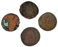 Római Birodalom vegyes, 4db-os bronz érmetétel, közte 330-333. bronz Follis "CONSTAN-TINOPOLI" T:VF-VG Roman Empire mixed, 4pcs bronze coin lot, within 330-333. bronze Follis "CONSTAN-TINOPOLI" C:VF-VG