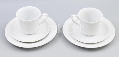 Wiener Porzellan 2 darab egyszemélyes reggeliző készlet, csésze alátéttel és desszertes tányér, jelz...