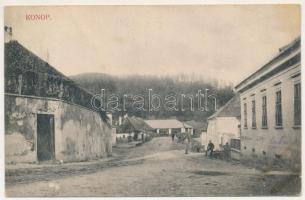 1913 Konop, Conop; utca, házak / street view, road, houses (fl)