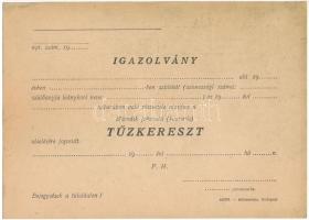 1942. "Tűzkereszt II. fokozata" bronzozott hadifém kitüntetés mellszalag nélkül és kitölte...