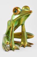 Zsolnay selyemfényű eozinmázas béka. Nádor Judit (1934-2016) terve. Jelzett, 1980 körül, Pécs, kis m...