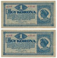 1920. 1K (2x) sorszámkövetők "aa 036 672196 - aa 036 672197" T:F szép papír Adamo K4