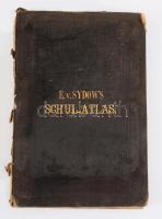 1871 E[mil] von Sydow's Schul-atlas in zwei und vierzig karten. Vier und Zwanzigste Auflage. Gotha und Wien, 1871, Justus Perthes, 1 t.+15 p.+35 t (az utolsó tábla hiányzik. . Kopott egészvászon-kötésben, szétváló kötésben címlapon hiány, lapok jó állapotban
